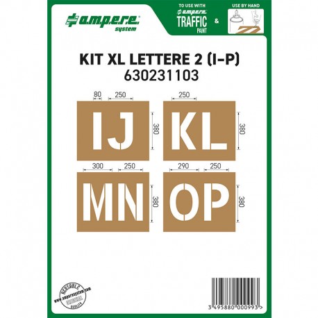 Maschera per Segnaletica Orizzontale Dime Kit XL Lettere ( I - P )