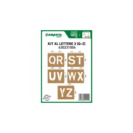 Maschera per Segnaletica Orizzontale Dime Kit XL Lettere ( Q - Z )